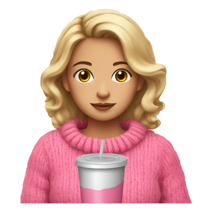 girl with pink sweater and cozy drink sticker