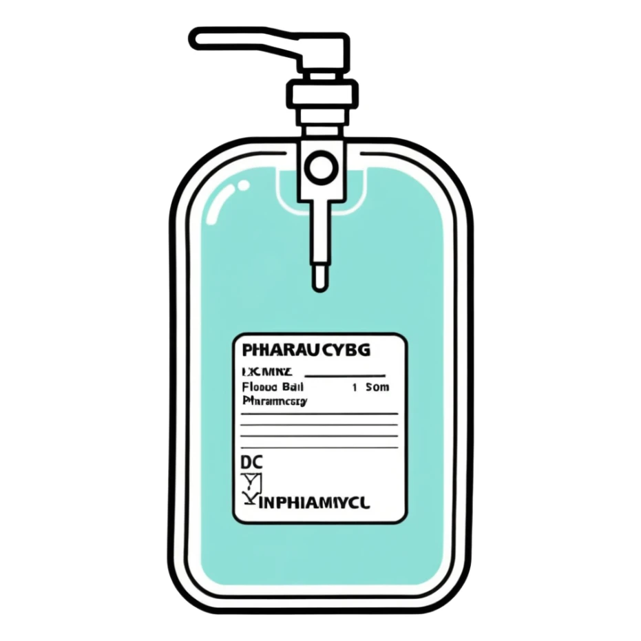 Hospital Intravenous fluid bag filled with 500ml, pharmacy label sticker