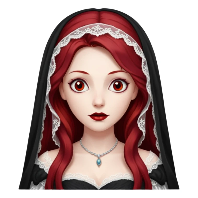 Bride of Dracula with long dark red hair sticker