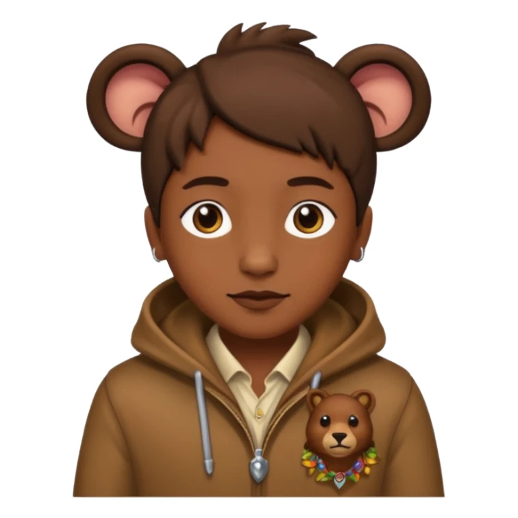 Classic hunter image, with brown clothes and some decorations made of animals sticker