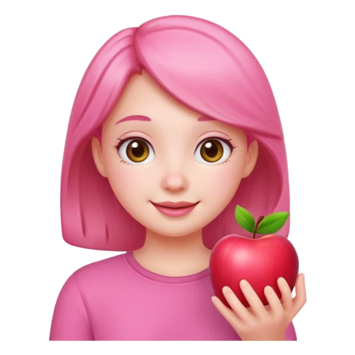 cute pink girl with cheerful pose. apple emoji style sticker