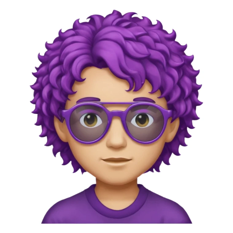 purple haired, curly haired boy with sunglassess sticker