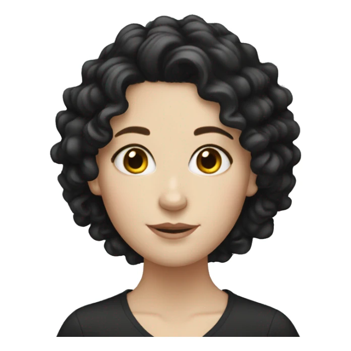 White girl with black curly hair sticker