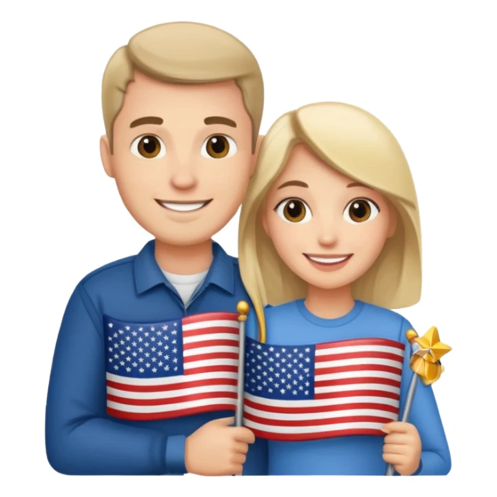 american flag hold in hands by a couple sticker