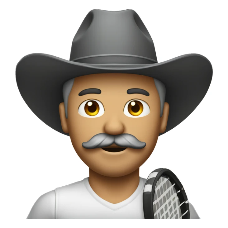 guy with cowboy hat and mustache playing tennis sticker