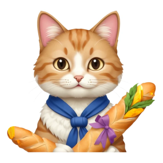 French cat with baguette  sticker