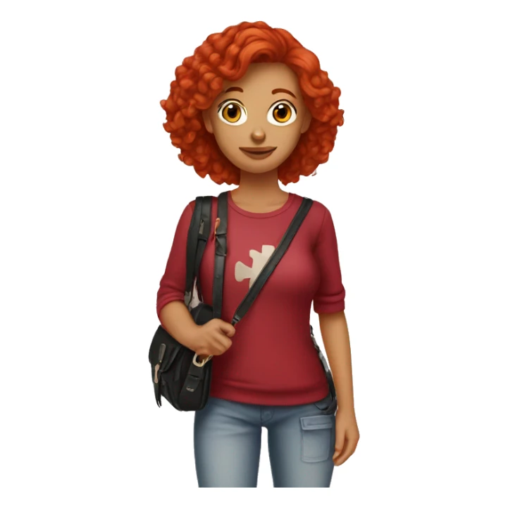 red head teen wearing cross body purse sticker