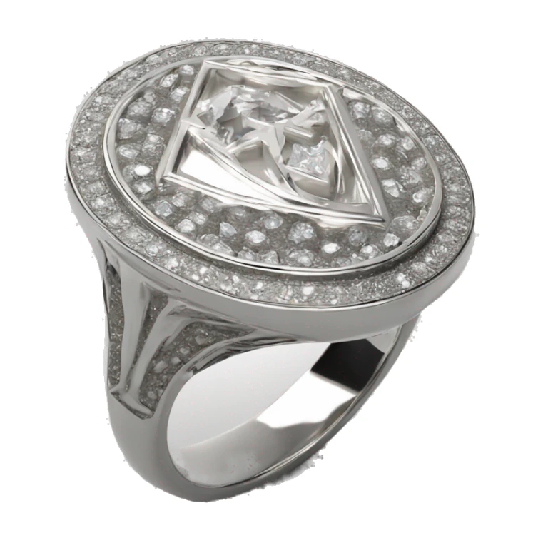 high detailled HD 4K Silver signet ring diamond jewellery bling bling sticker