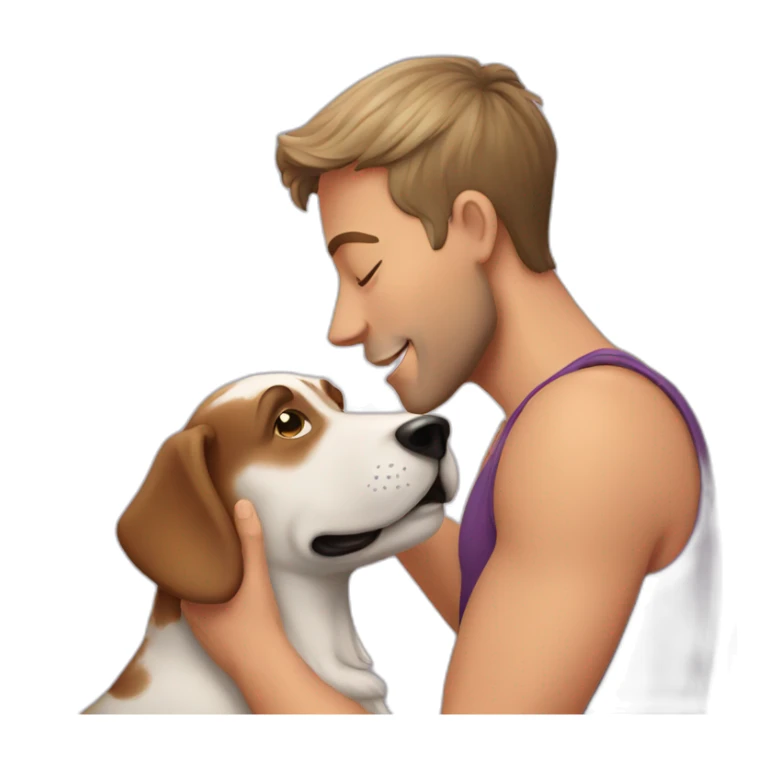 gay man kissing dog sticker