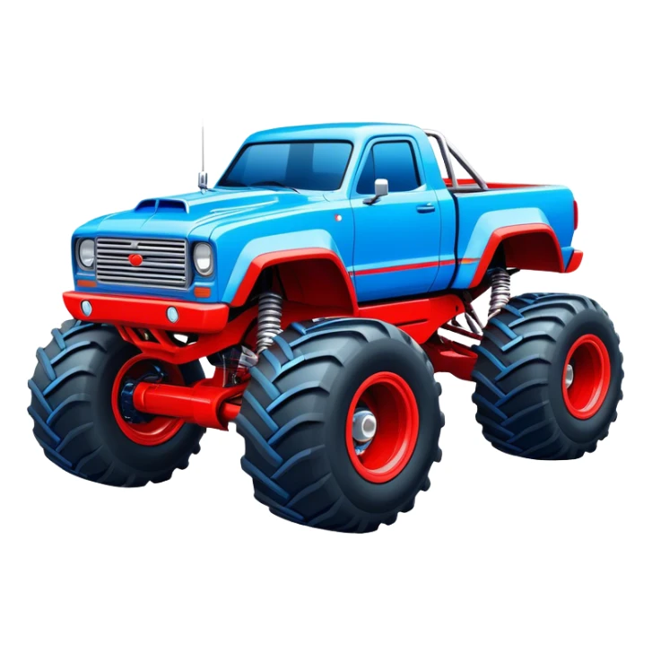 Avenger - Monster Jam (Model Year: 2021) (Iconic colour: Blue and red) - A dynamic monster truck with a split-color scheme: predominantly blue accented by bold red elements. Focus on strong, angular lines and vivid contrasting colors that evoke high energy and a futuristic, rebellious style. sticker