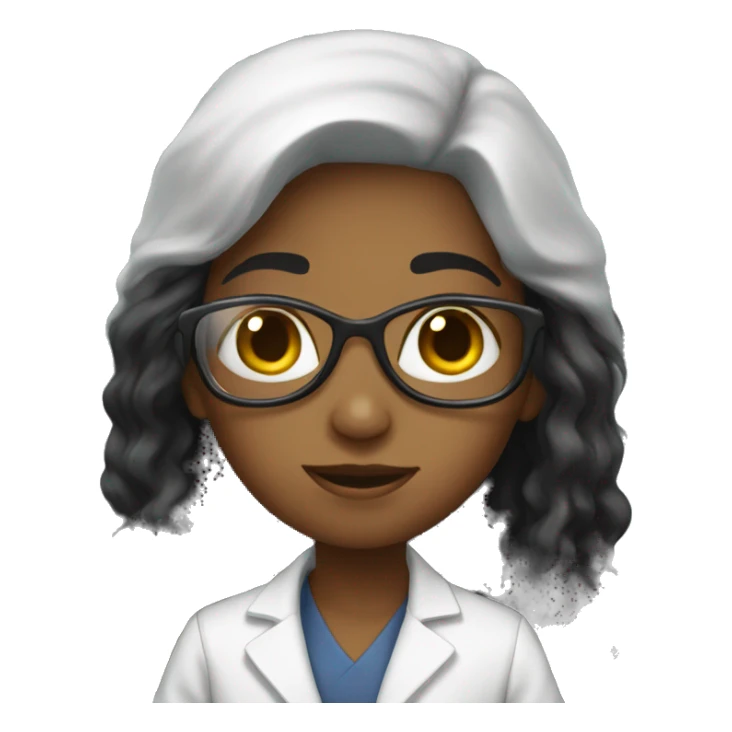black long hair girl scientist with cat sticker