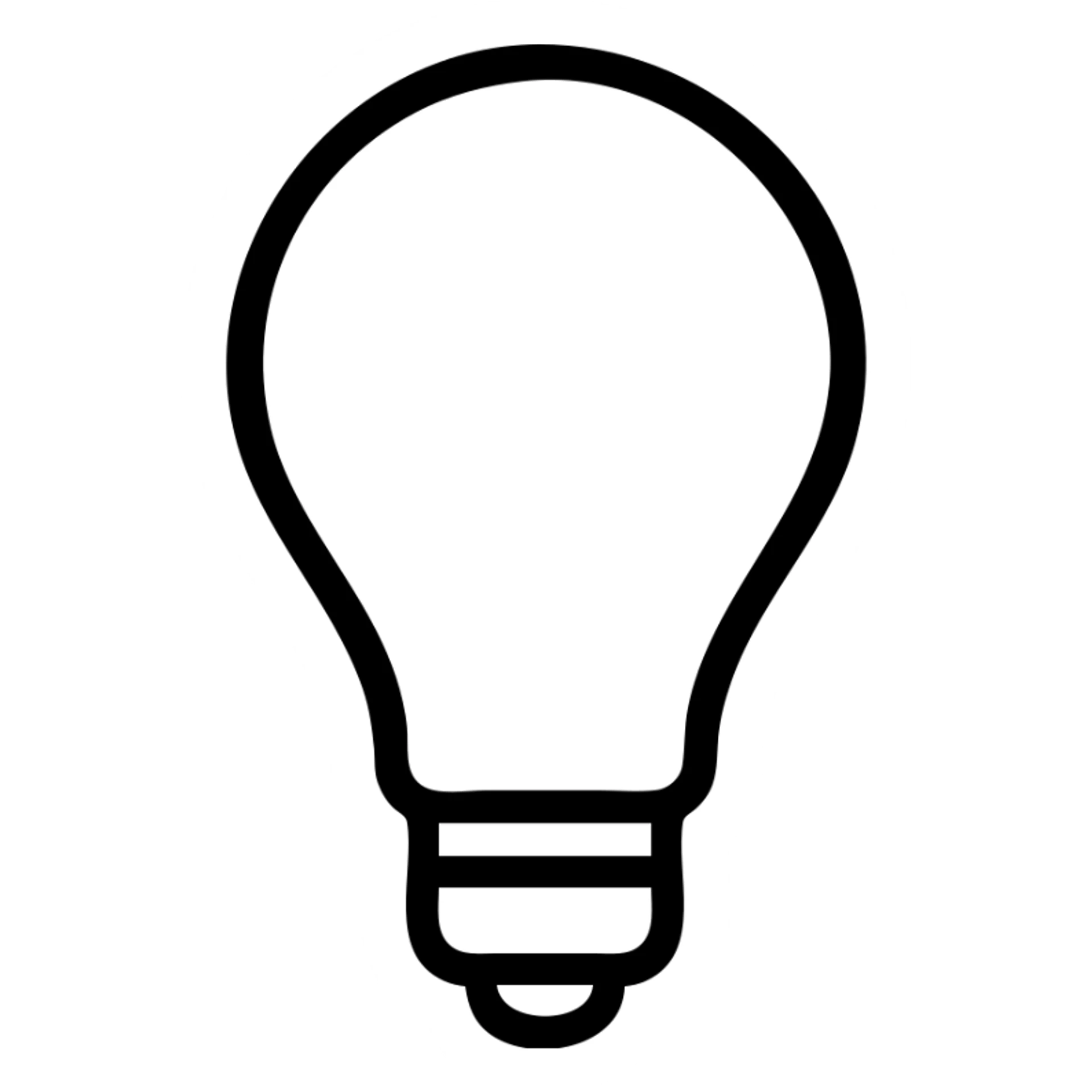 bulb icon, outlined style, black lines, no fill, minimalist sticker