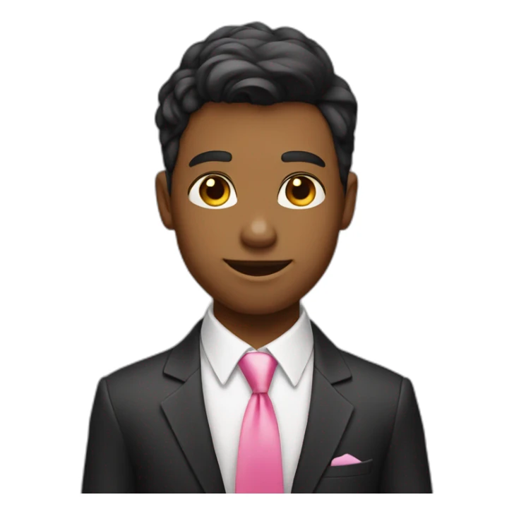 stylish boy in formal wear, blushing man with pink tie sticker