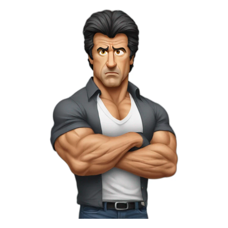sylvester stallone serious cartoon wearing shirt sticker