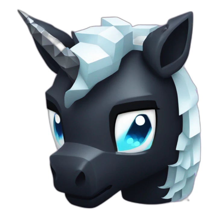 Minecraft Glitter Black Unicorn Head With Diamond Horn sticker