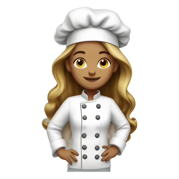 Chef girl long hair sticker