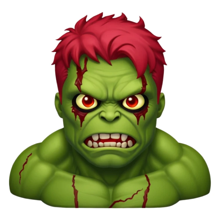Zombie hulk with red hairface sticker