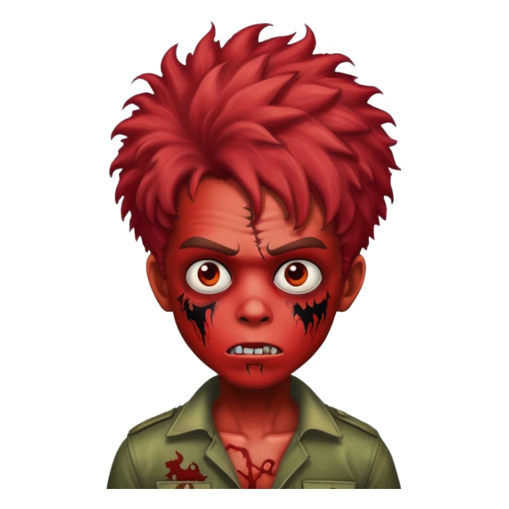 Boy zombie with kinky hair red sticker