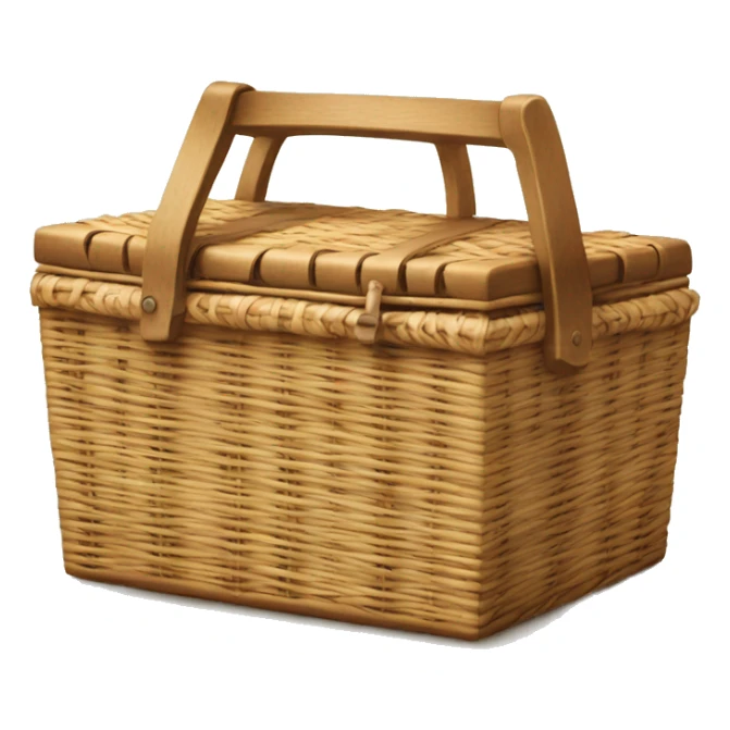 Closed Picnic Hamper with letters F&M written on the front sticker