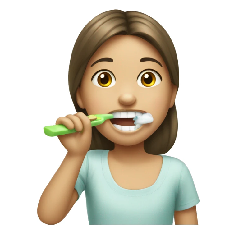 a little girl brushing teeth sticker