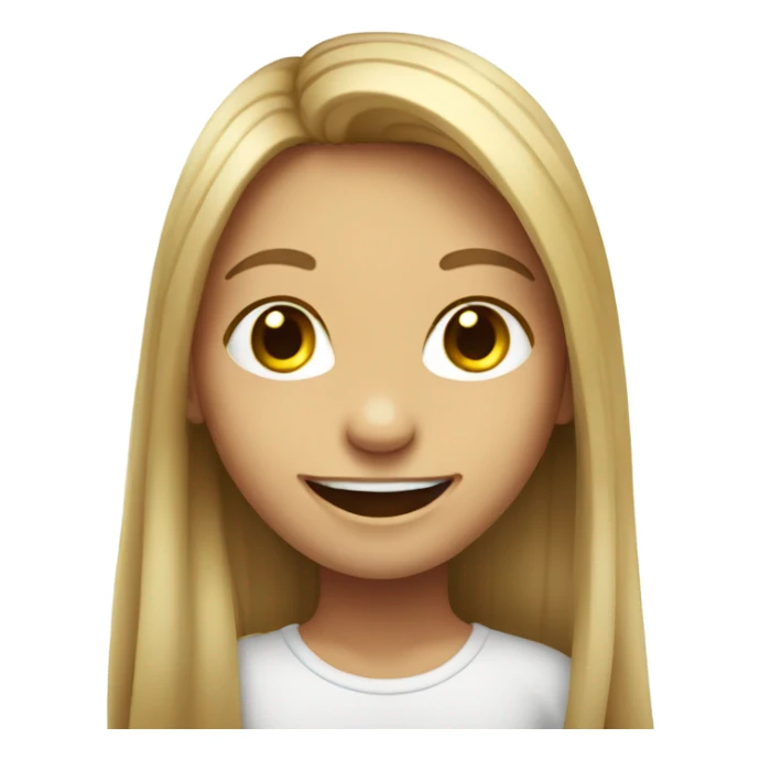 smiling girl with long hair no teeth smile sticker