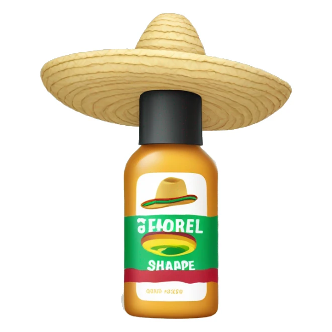 Shampoo bottle wearing a Mexican sombrero sticker