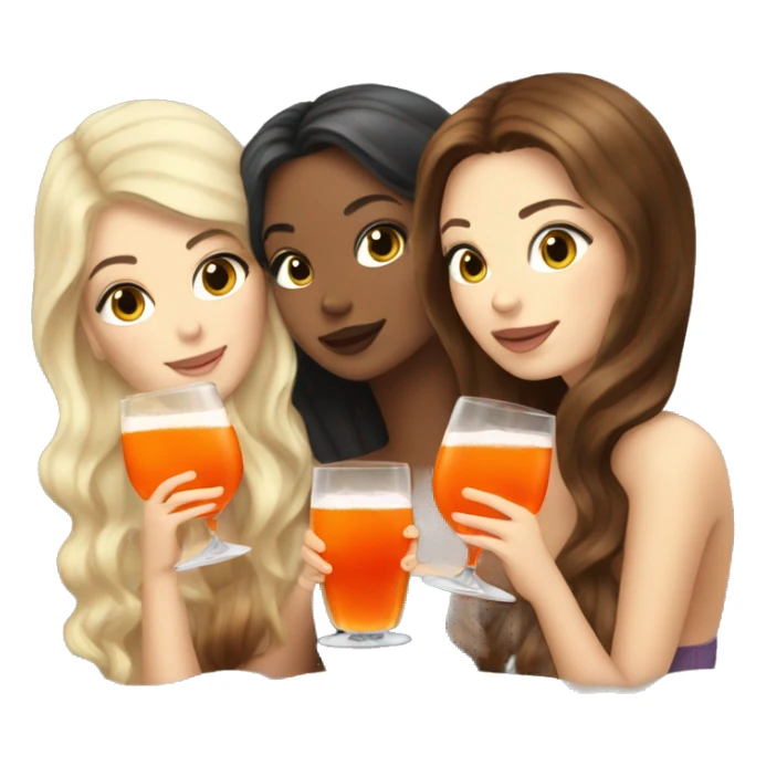 Three beautiful mermaids (two brown hair and blond one) drinking aperol sticker