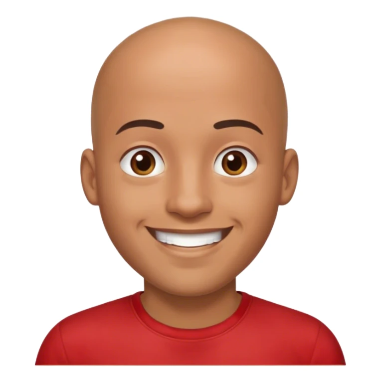 Hombre joven, trigueño, calvo, afeitado, sonriente, camiseta roja  sticker