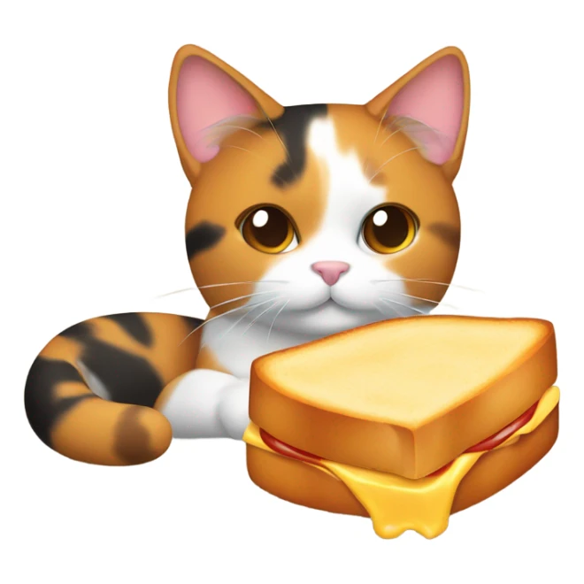 Calico cat with a grilled cheese sandwich  sticker