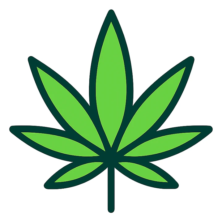 neon green marijuana leaf, outlined, vibrant, digital art style sticker