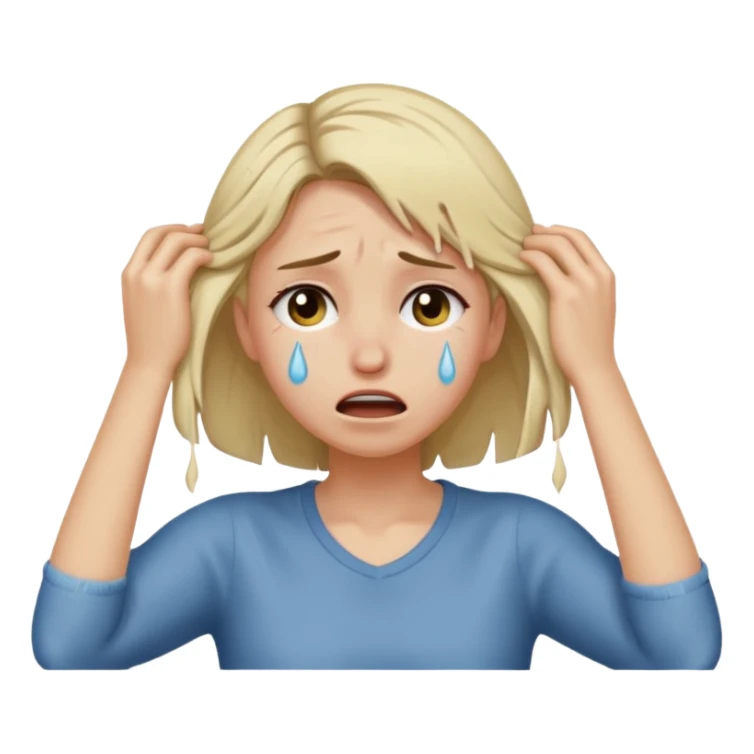 A girl ripping out her hair and pulling on it so hard crying sticker