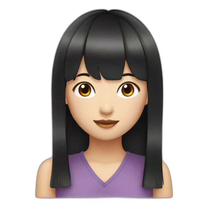 asian girl with bangs and black long hair sticker