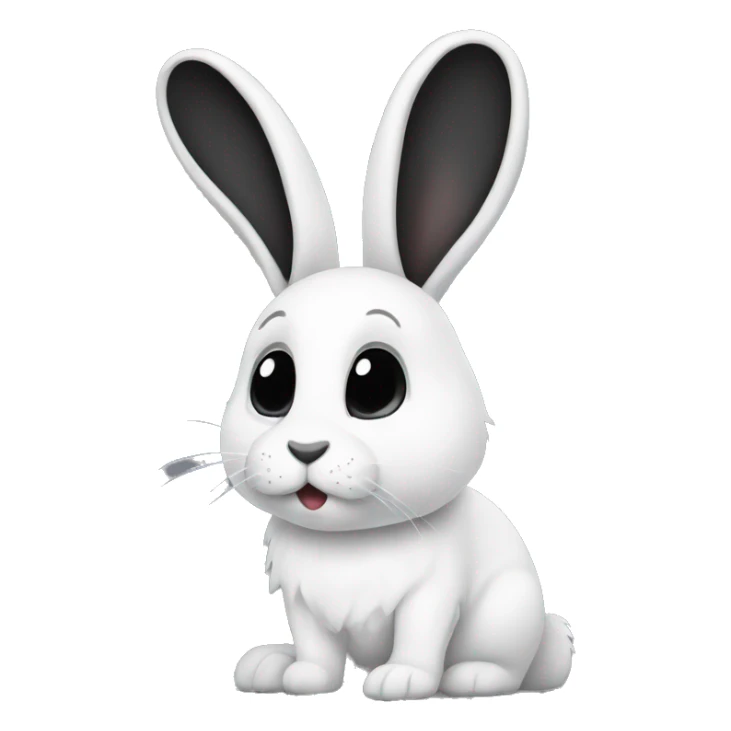 White rabbit with big black ears and black dots on the body sticker