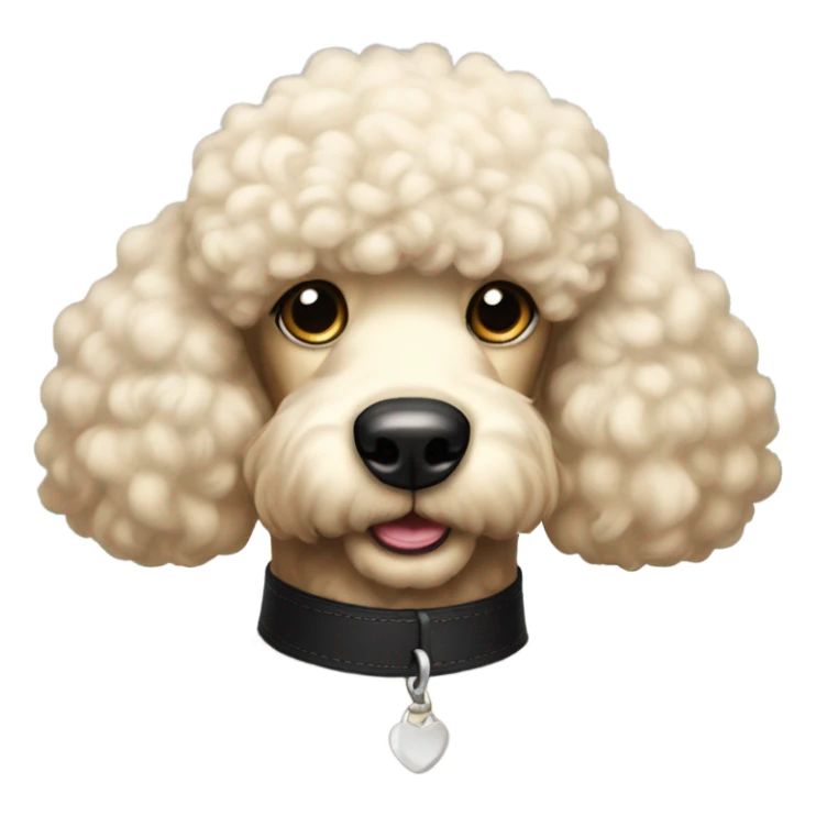 White/Golden straight hair giant poodle with black collar sticker