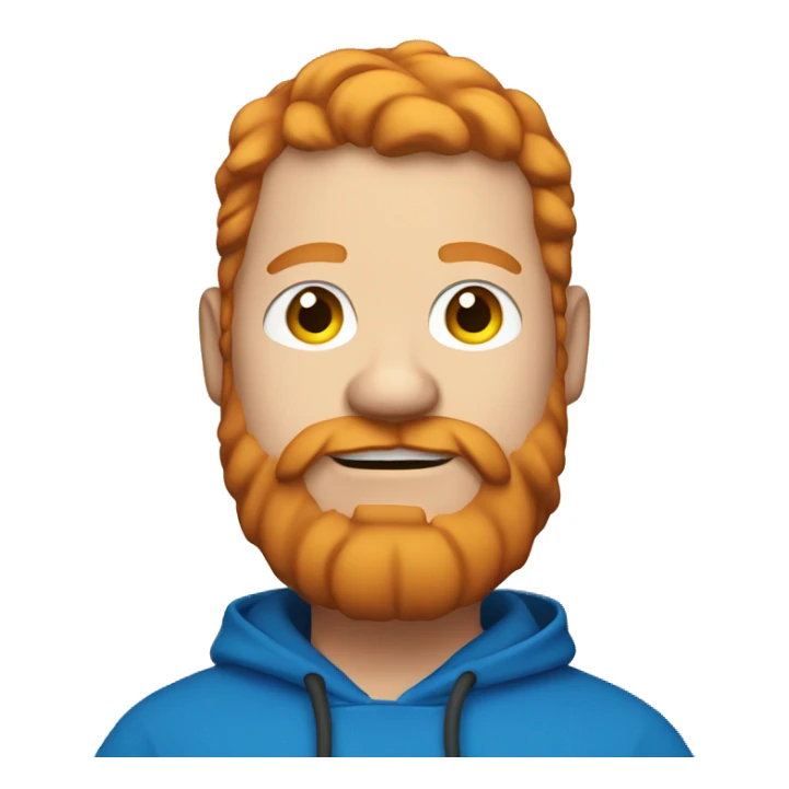 fat man with blue hoodie, headphones, ginger hair and beard sticker
