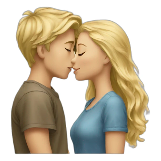 Blond boy kissing a blonde girl sticker