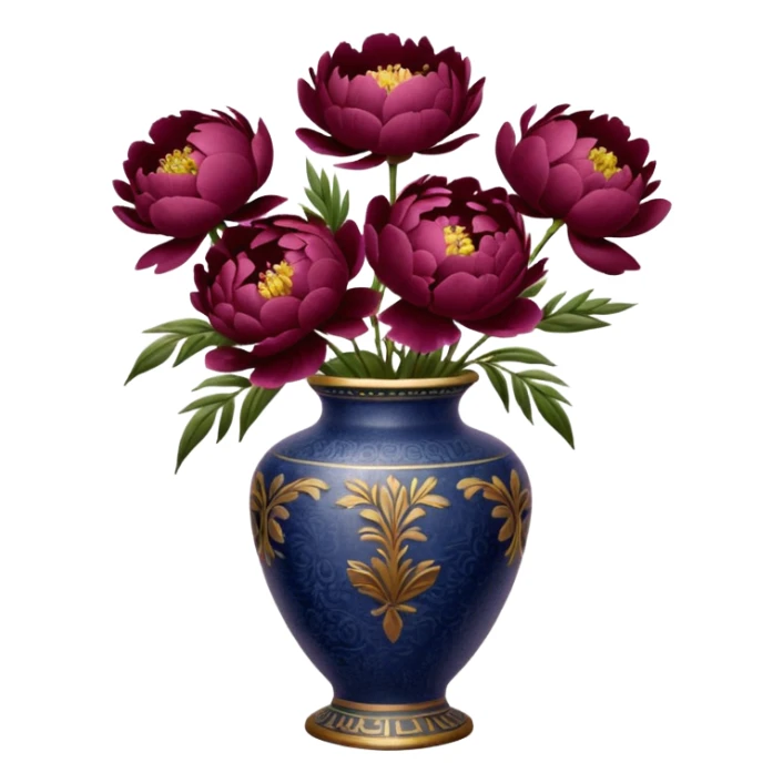 burgundy peonies in a vintage vase sticker