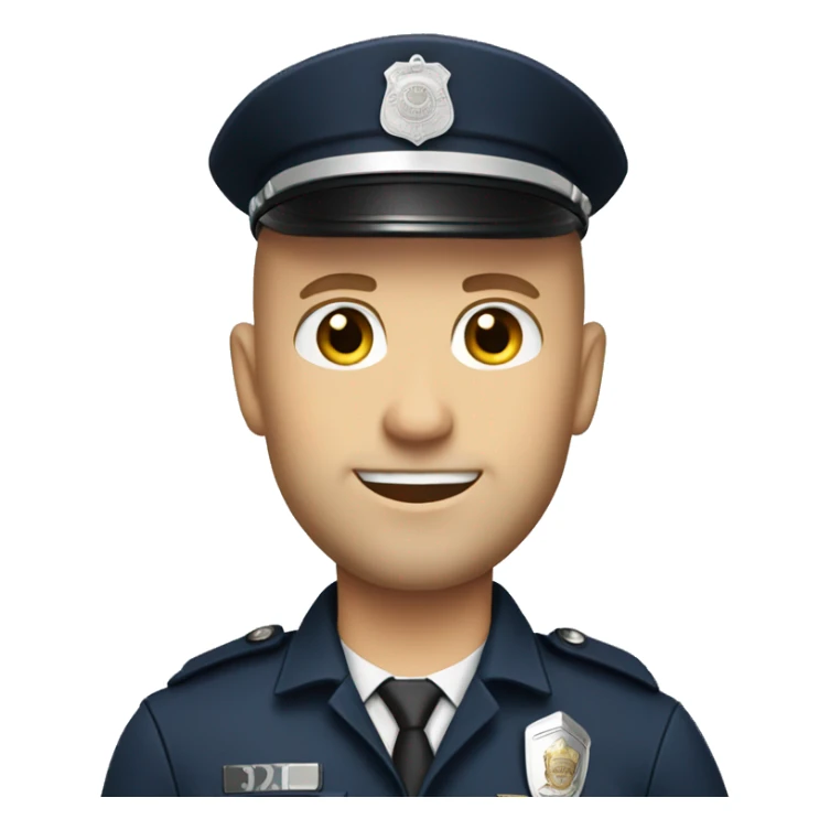 Bald Caucasian man with light beard in police uniform  sticker