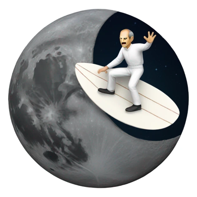 Steve Jobs surfing on the moon sticker