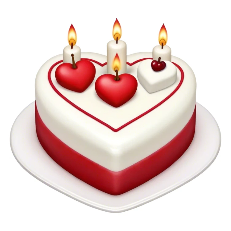 heart shaped cake mini cherries on top and 3 candles coquette sticker