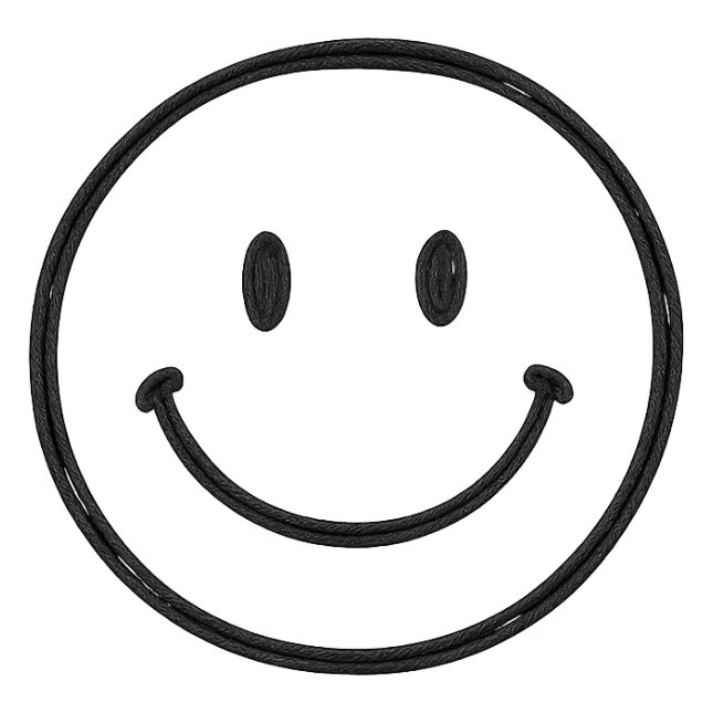 hand drawn outlined icon of a pink smiley face, no fill sticker