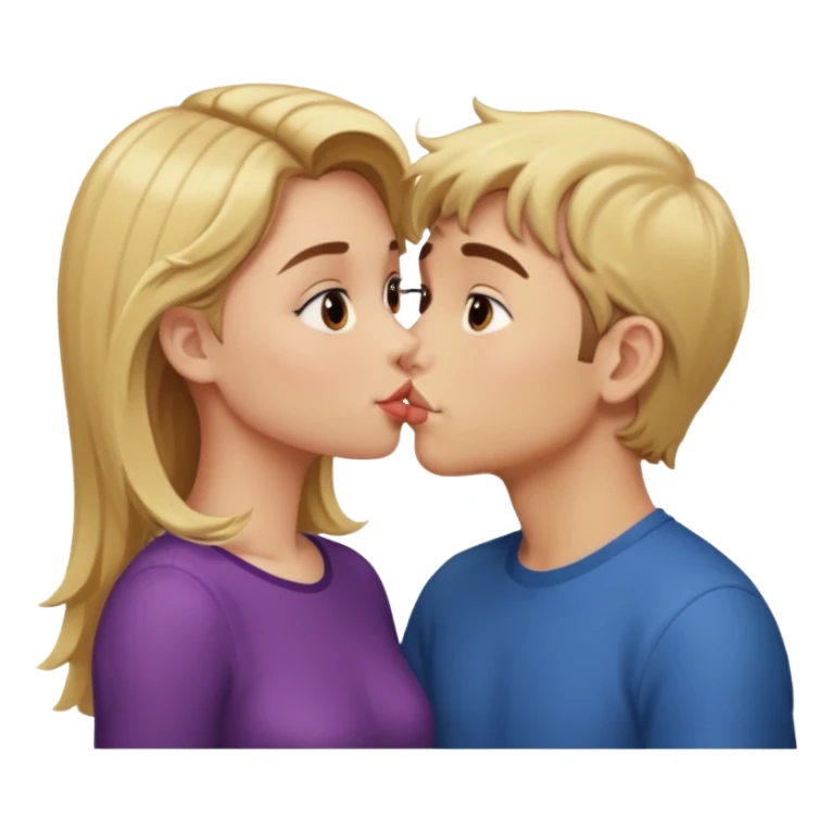Brown haired boy and and blonde girl kissing  sticker
