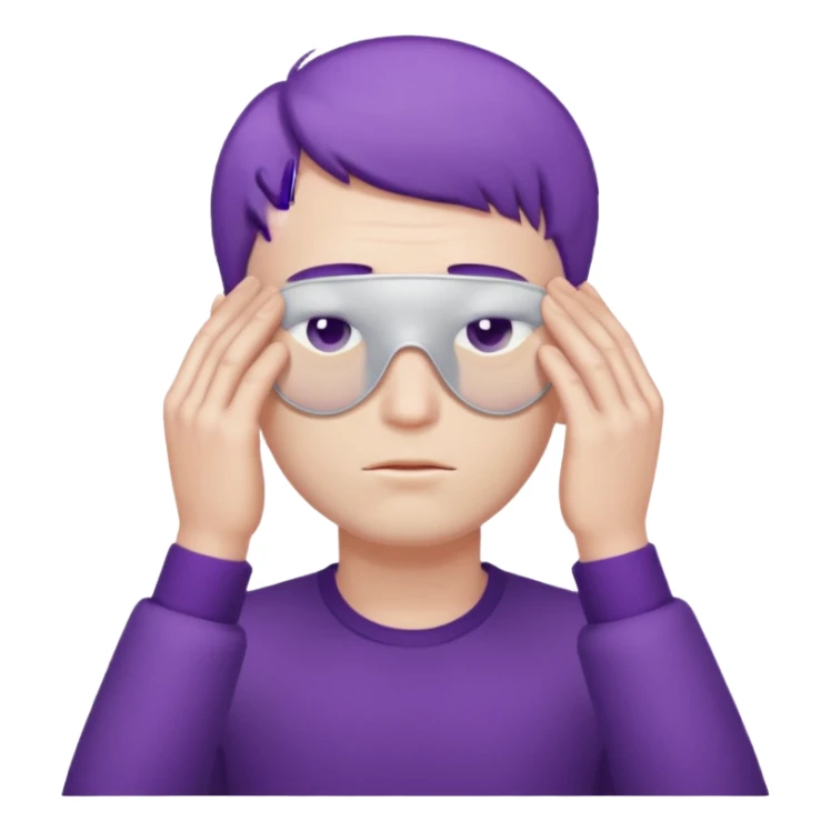 men with purple short hair which cover eyes sticker