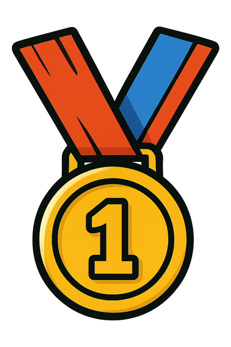 medalla de oro, estilo cartoon, fondo transparente sticker