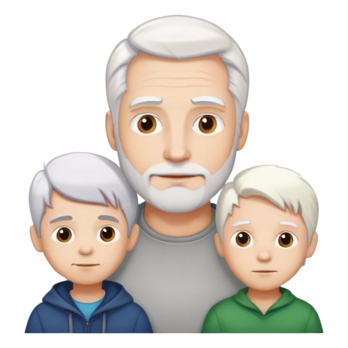 man with white hair (no beard)with kids( the old man has no beard) sticker