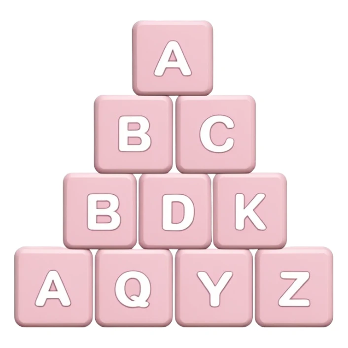 Light pink and white toy alphabet blocks stacked sticker