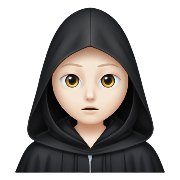 Tall black robe with cone-shaped hood covering face, two eyes slightly visible through slit.” sticker