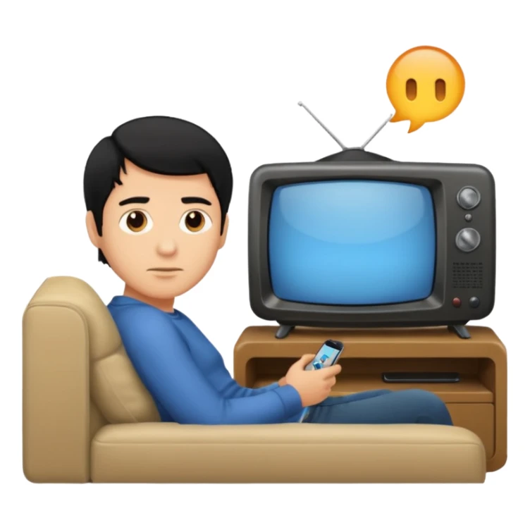 light black hair man watching TV sticker
