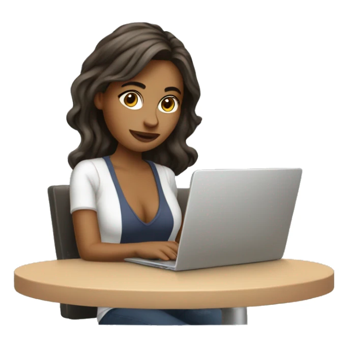 a gril with laptop and iced latte sticker