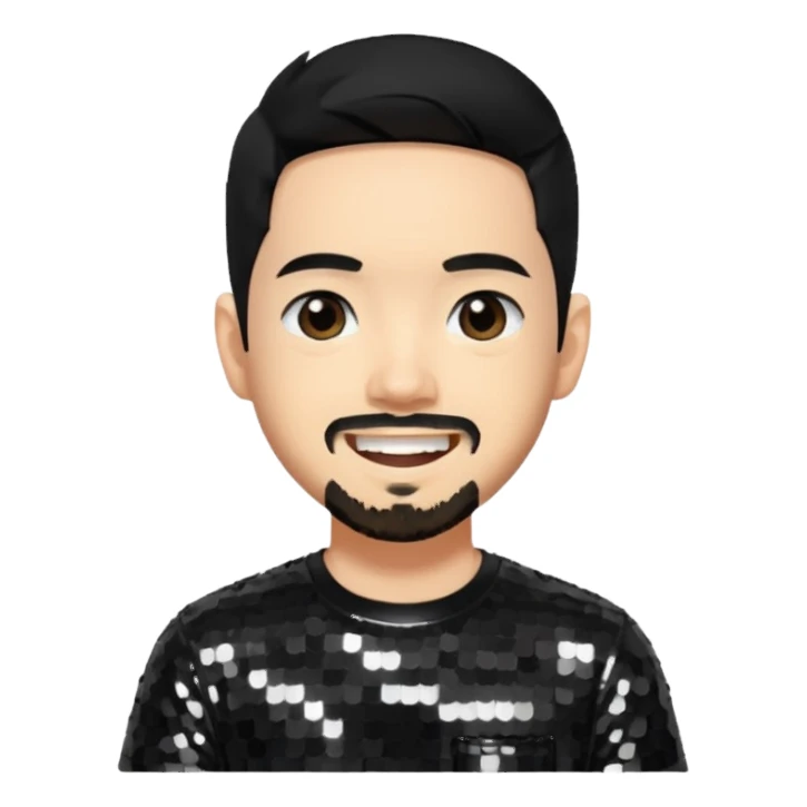 Mike Shinoda with black hair, black sequin shirt sticker